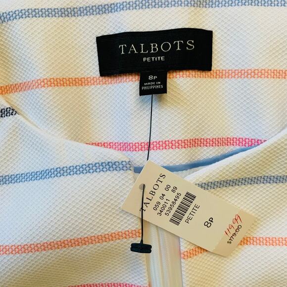 Talbots Womens White Striped Blazer Size 8 Petite Business Career NWT Multicolor - Picture 10 of 11
